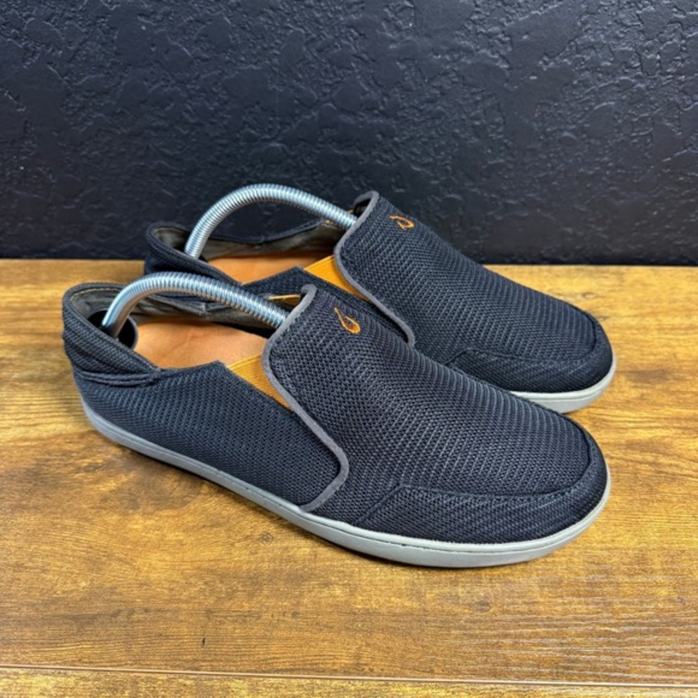 OluKai Nohea Mesh 10188-4242 Black Textile Slip On Loafers Mens Size 8.5
